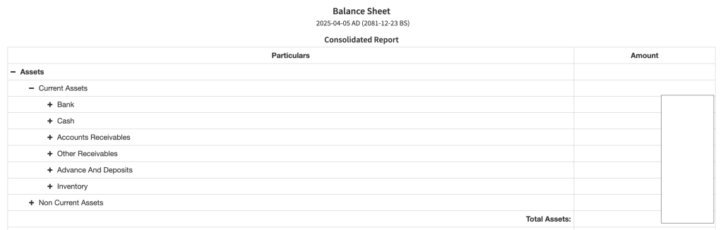 Current Assets in Balance Sheet